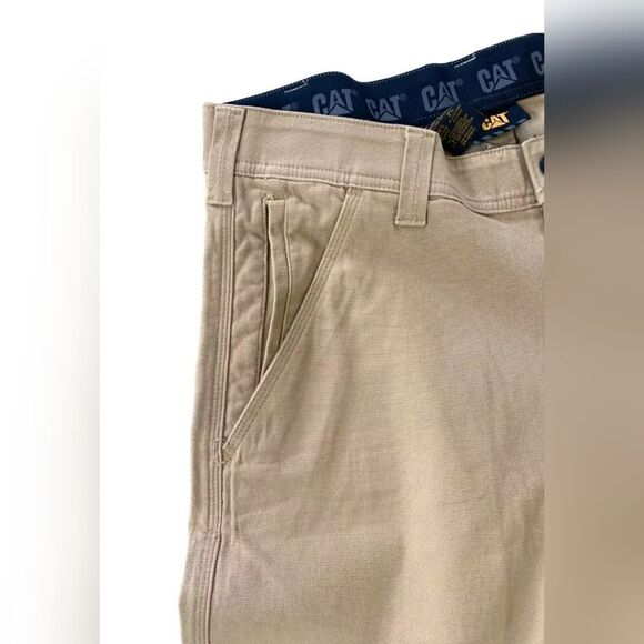 CAT Caterpillar Flex Waistband Straight Leg Canvas Utility Work Pant Tan 40x34 - Picture 3 of 7